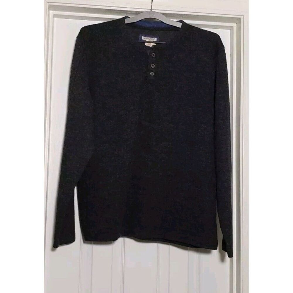 Carbon 2 Cobalt Henley Pullover Sweater Men's Size Large Heather Black‎